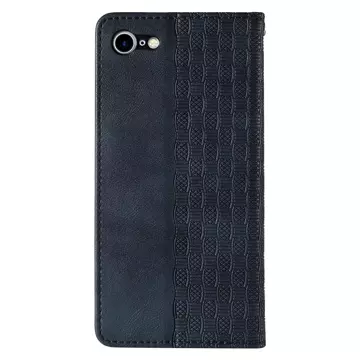 Magnet Strap Case etui do iPhone SE 2022 / SE 2020 / iPhone 8 / iPhone 7 pokrowiec portfel + mini smycz zawieszka niebieski