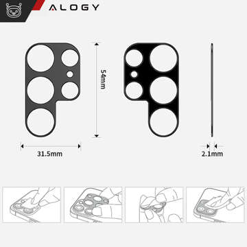 Metalowa osłonka do Samsung Galaxy S24 Ultra ochronna na wyspe aparat obiektyw Alogy Metal Lens Czarna