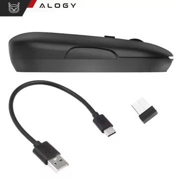 Myszka bezprzewodowa Alogy mysz ergonomiczna mała do laptopa PC bluetooth 2.4GHz cicha czarna