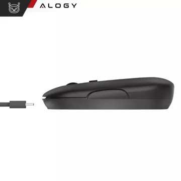 Myszka bezprzewodowa Alogy mysz ergonomiczna mała do laptopa PC bluetooth 2.4GHz cicha czarna