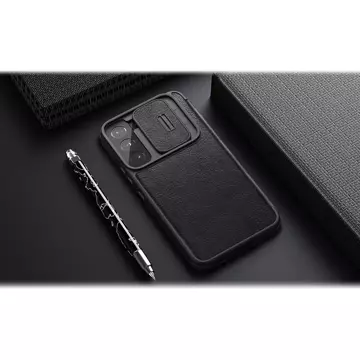 Nillkin Qin Leather Pro Case etui do Samsung Galaxy S22 osłona na aparat kabura pokrowiec obudowa z klapką czarny