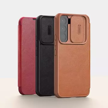 Nillkin Qin Leather Pro Case etui do Samsung Galaxy S22 osłona na aparat kabura pokrowiec obudowa z klapką czarny