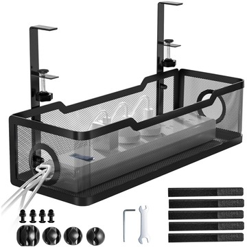 Organizer kabli pod blat półka na kable listwe przewody blat biurko biurkowy metalowy Alogy 34cm Czarny