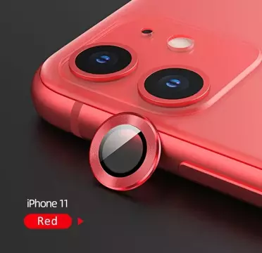 Osłona aparatów USAMS Camera Lens Glass do iPhone 11 metal ringBH572JTT03 (US-BH572) czerwony/red 