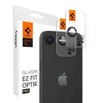 Osłona aparatu do iPhone 16e Spigen Optik Pro Glas.TR „EZ Fit” Camera Protector 2-Pack Black