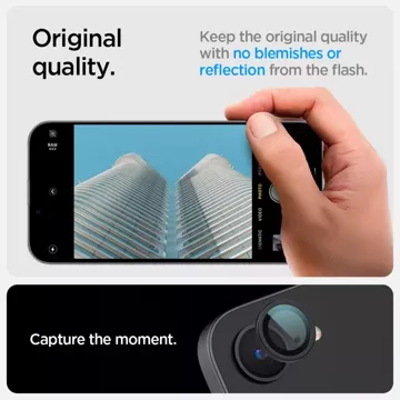 Osłona aparatu do iPhone 16e Spigen Optik Pro Glas.TR „EZ Fit” Camera Protector 2-Pack Black