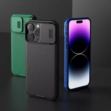 Pancerne etui Nillkin CamShield Pro Magnetic Case do iPhone 15 Pro Max z osłoną na aparat - fioletowe