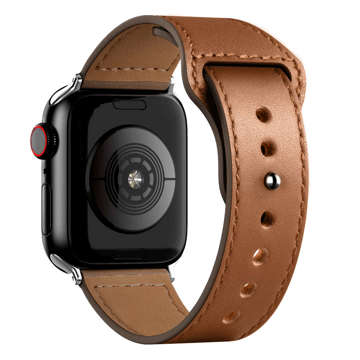 Pasek Alogy Leather Strap Band skóra do Apple Watch 1/2/3/4/5/6/7/8/SE/ULTRA (42/44/45/49mm) brązowy