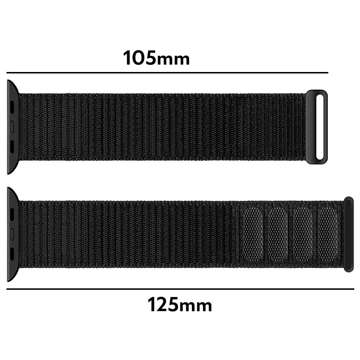 Pasek Alogy Nylon Strap z rzepem do Apple Watch 1/2/3/4/5/6/7/8/SE/Ultra (42/44/45/49mm) Czarny