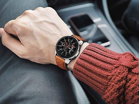 Pasek Alogy skóra leather band do Samsung Watch Active 2 (20mm) Brązowy