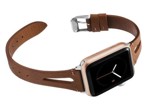 Pasek Leather Strap Alogy skóra do Apple Watch 42/44/45/46/49mm Brązowy