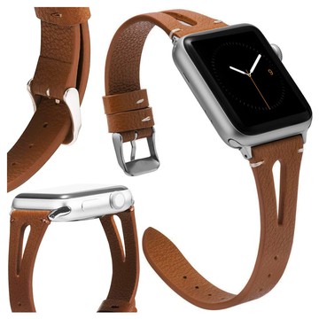 Pasek Leather Strap Alogy skóra do Apple Watch 42/44/45/46/49mm Brązowy