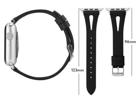 Pasek Leather Strap Alogy skóra do Apple Watch 42/44/45/49mm Czarny