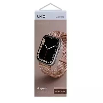 Pasek UNIQ Aspen do Apple Watch 40/38/41mm Series 4/5/6/7/8/SE/SE2 Braided DE różowy/citrus pink