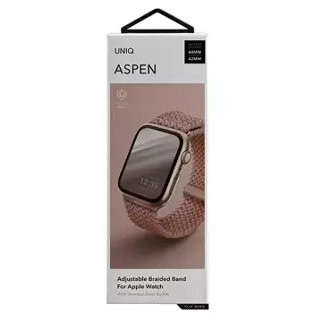 Pasek UNIQ Aspen do Apple Watch 44/42/45mm Series 4/5/6/7/8/SE/SE2 Braided różowy/grapefruit pink
