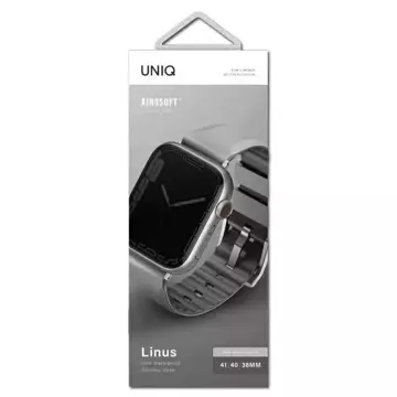 Pasek UNIQ Linus Apple Watch Series 4/5/6/7/8/SE/SE2 38/40/41mm Airosoft Silicone szary/chalk grey