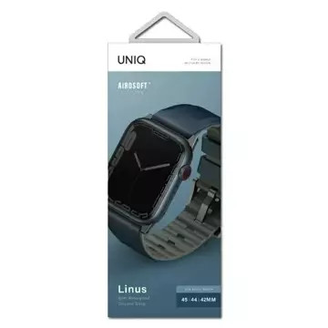 Pasek UNIQ Linus Apple Watch Series 4/5/6/7/8/SE/SE2/Ultra 42/44/45mm Airosoft Silicone niebieski/nautical  blue