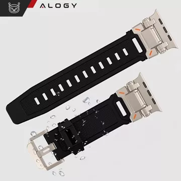 Pasek bransoleta Alogy Luxury metal + TPU band do Apple Watch 42/44/45/49mm czarny