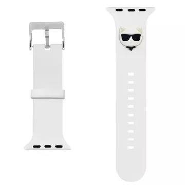 Pasek do smartwatcha Karl Lagerfeld KLAWLSLCW do Apple Watch 42/44/45mm biały/white strap Silicone Choupette Heads