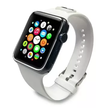 Pasek do smartwatcha Karl Lagerfeld KLAWLSLCW do Apple Watch 42/44/45mm biały/white strap Silicone Choupette Heads