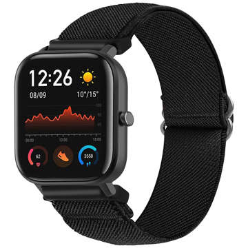 Pasek elastyczny Uniwersalny nylonowy Alogy Nylon opaska do zegarka Smartwatcha 20mm czarny