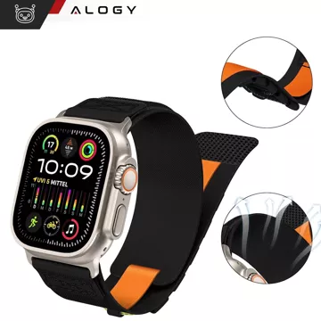 Pasek nylonowy Alogy Nylon Strap band na rzep do Apple Watch 42/44/45/49mm Czarny