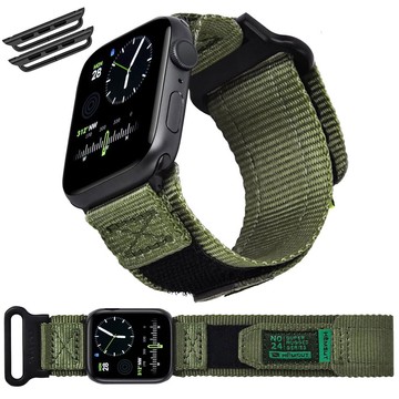 Pasek nylonowy do Apple Watch 2/3/4/5/6/7/8/9/SE/Ultra 42/44/45/49mm Nylon Band Sport zielony