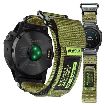 Pasek nylonowy do Garmin Fenix 5x 6x 7x Pro 26mm Nylon Band Sport Military zielony