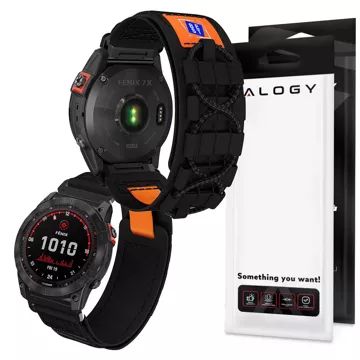 Pasek nylonowy do Garmin Fenix 5x / 6x / 7x / Pro / Descent / Tactix / Enduro (26mm) Alogy Nylon Band Czarny