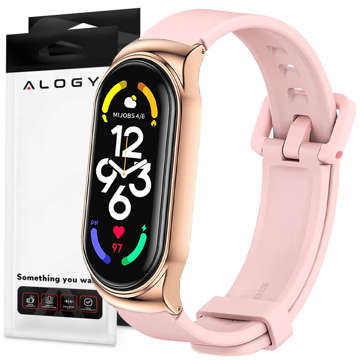 Pasek silikonowy Alogy z zapięciem opaska do Xiaomi Mi Band 7 Pink