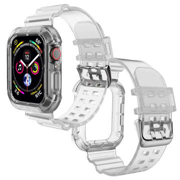 Pasek sportowy silikonowy Opaska Bransoleta z etui do zegarka do Apple Watch 1 2 3 38mm Przezroczysty