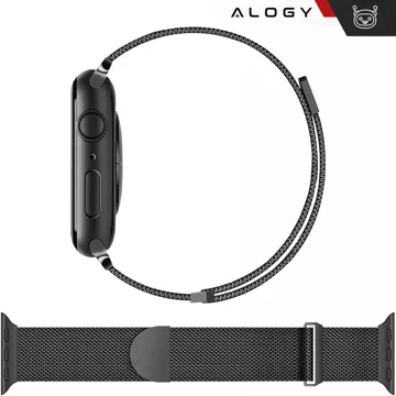 Pasek stalowy Alogy bransoleta do Apple Watch 42/44/45/49mm stal nierdzewna Czarny