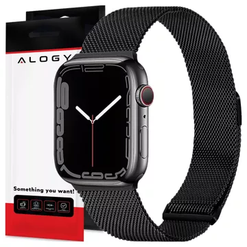 Pasek stalowy Alogy bransoleta do Apple Watch 42/44/45/49mm stal nierdzewna Czarny