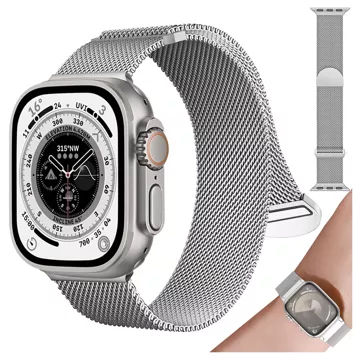 Pasek stalowy Alogy bransoleta do Apple Watch 42/44/45/49mm stal nierdzewna Srebrny