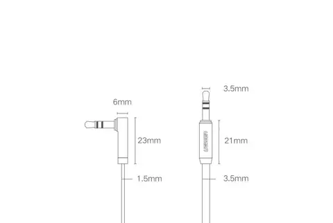 Płaski kabel UGREEN przewód audio AUX 3,5 mm mini jack 2m srebrny (10599)