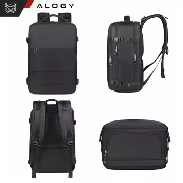 Plecak na laptopa męski damski podróżny na walizkę bagaż do samolotu pracy szkoły 45x30x20cm Alogy Unisex Czarny