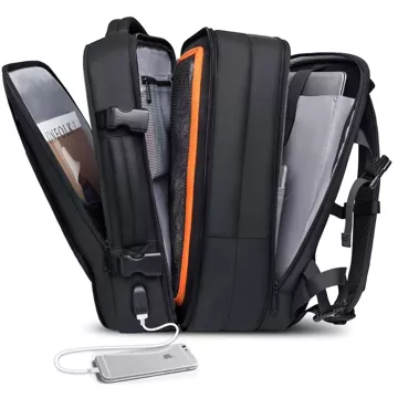 Plecak podróżny Bange BackPack biznesowy plecak rozszerzalny Torba pojemna do laptopa 17.3" z portem USB Czarny