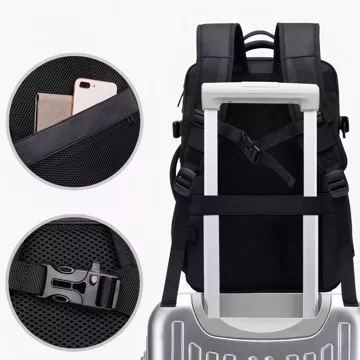 Plecak podróżny Bange BackPack biznesowy plecak rozszerzalny Torba pojemna do laptopa 17.3" z portem USB Czarny