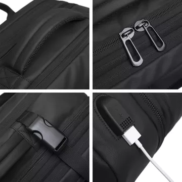 Plecak podróżny Bange BackPack biznesowy plecak rozszerzalny Torba pojemna do laptopa 17.3" z portem USB Czarny