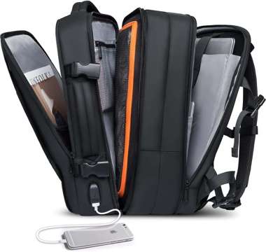 Plecak podróżny Bange BackPack biznesowy plecak rozszerzalny Torba pojemna do laptopa 17.3" z portem USB Czarny