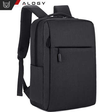 Plecak torba na laptopa 15,6" duży wodoodporny z portem USB Unisex 41x29x12cm do samolotu Alogy Backpack Czarny