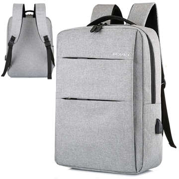 Plecak torba na laptopa 15,6" duży wodoodporny z portem USB Unisex 44x34x13cm do samolotu Alogy Backpack Szary