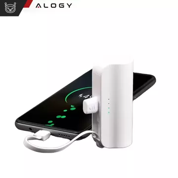 PowerBank 5000mAh Alogy bank energii kieszonkowy mały ładowarka zewnętrzna Power Bank USB-C i lightning Biały