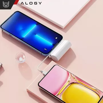 PowerBank 5000mAh Alogy bank energii kieszonkowy mały ładowarka zewnętrzna Power Bank USB-C i lightning Biały