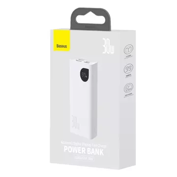 Powerbank Baseus Adaman2 z wyświetlaczem cyfrowym 2x USB-A / 1x USB-C 10000mAh 30W - biały