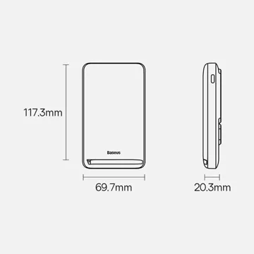 Powerbank Baseus Magnetic Bracket 10000mAh 20W z MagSafe - niebieski + kabel USB-C 60W 0.5m