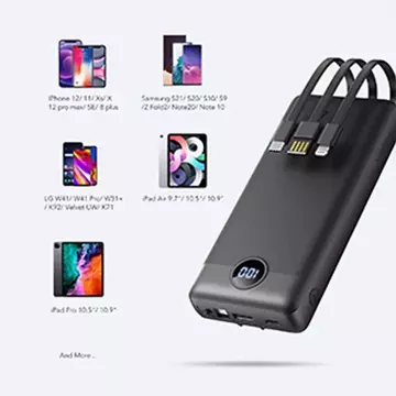 Powerbank Bateria zewnętrzna (POWER BANK) VEGER C20 - 20 000mAh (Micro + Typ C + Lightning 8-pin) czarny W2047