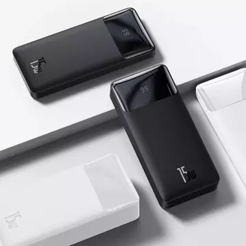 Powerbank z wyświetlaczem Baseus Bipow 10000mAh 15W biały (Overseas Edition) + kabel USB-A - Micro USB 0.25m biały (PPBD050002)