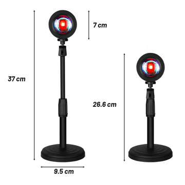 Projektor zachodu słońca lampa lampka LED nocna Alogy Sunset + pilot regulacja stojaka USB Czarna