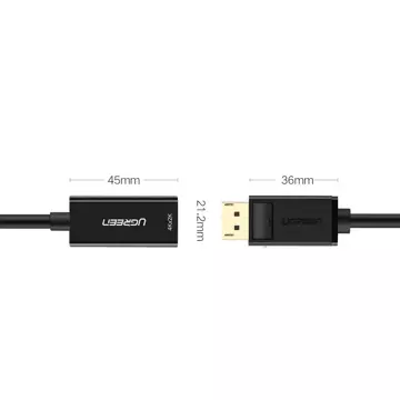 Przejściówka UGREEN kabel przewód z DisplayPort (męski) na HDMI (żeński) (jednokierunkowy) 1080P 60Hz 12bit czarny (40362)